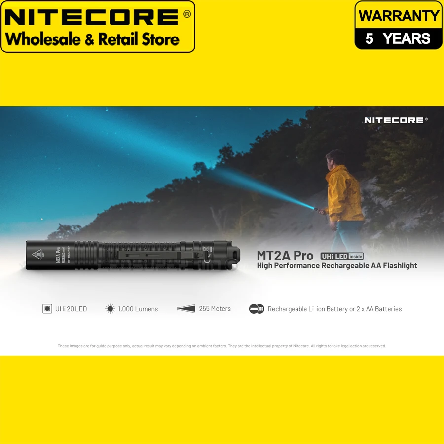 

Lumen Pocket Light NITECORE MT2A Pro AA Flashlight Torch with NL1416R 1600mAh Li-ion Battery