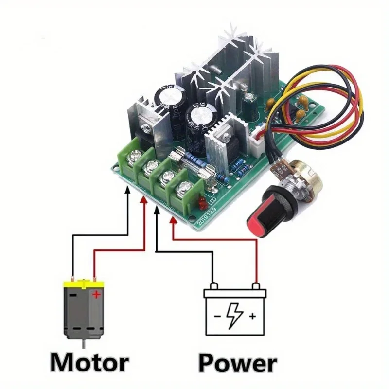 Motor Speed Controller Switch, Regulador de Tensão Atual, High Power Drive Module, PWM, 60V, 12V, 24V, 36V, 48V, DC 10-60V, 20A, PCes 2