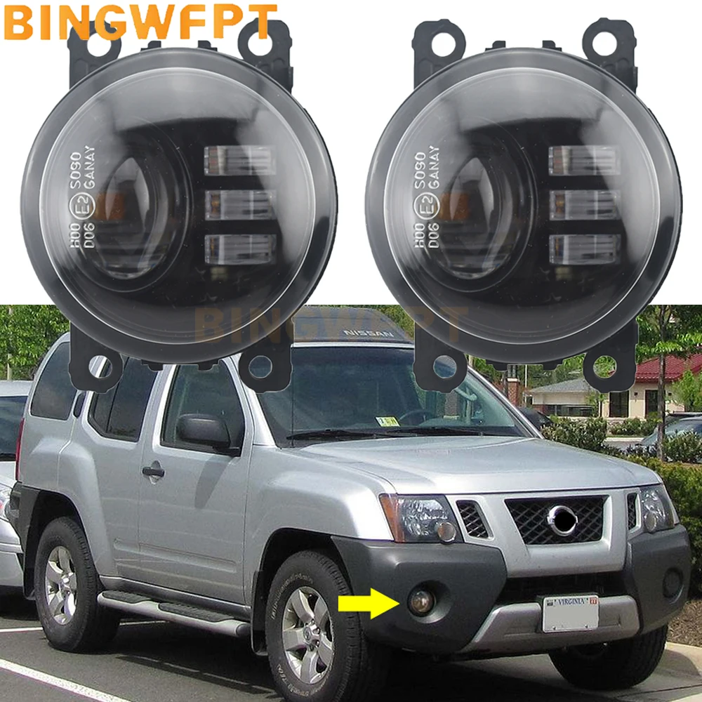 Double LED Fog Lamps DRL 12V For Nissan Xterra N50 2005 2006 2007 2008 2009 2010 2011~2015 Patrol Jimny Lens Fog Lights Assembly