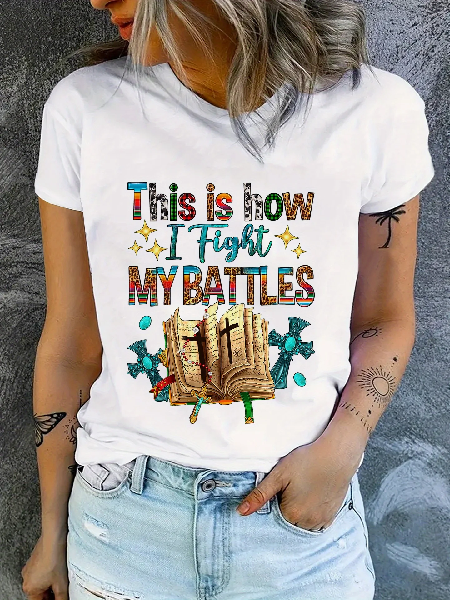 นี่คือวิธีที่ฉันต่อสู้ในสงครามเสื้อเสื้อยืดประเทศผู้หญิงเสื้อยืดฤดูร้อนกราฟิกที