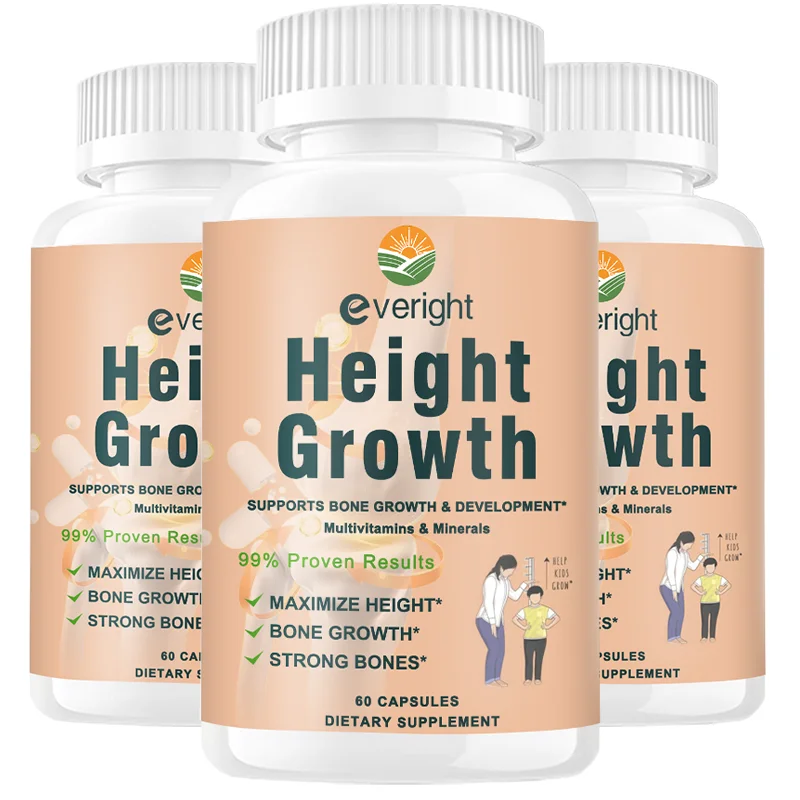 Bone Strength Supplement for Natural Height Growth – Adults & Kids – High Absorption Calcium, Magnesium, Zinc & Multivitamins