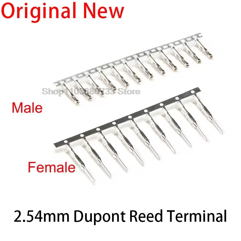 100pcs 2.54mm Dupont Reed Terminal Male/Female Dupont Jumper Wire 2.54 Dupont languette Connector Metal Terminal