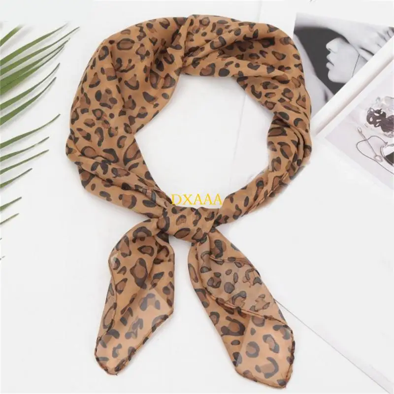 

DXAA Unique Leopard Patterned Neck Scarf Decorative Wrap Neckerchief Daily Bag Decors
