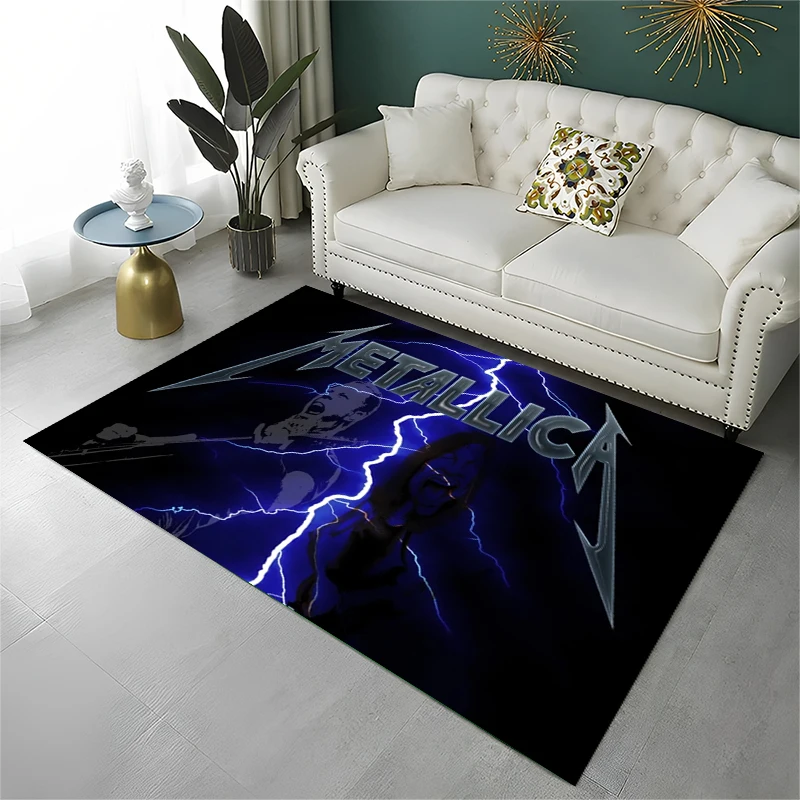 Retro Metal Band M-Metallica Thrash Non-Slip Area Rug for Living Room Bedroom Playroom,Carpet Floor Mat for Home Decor Holiday