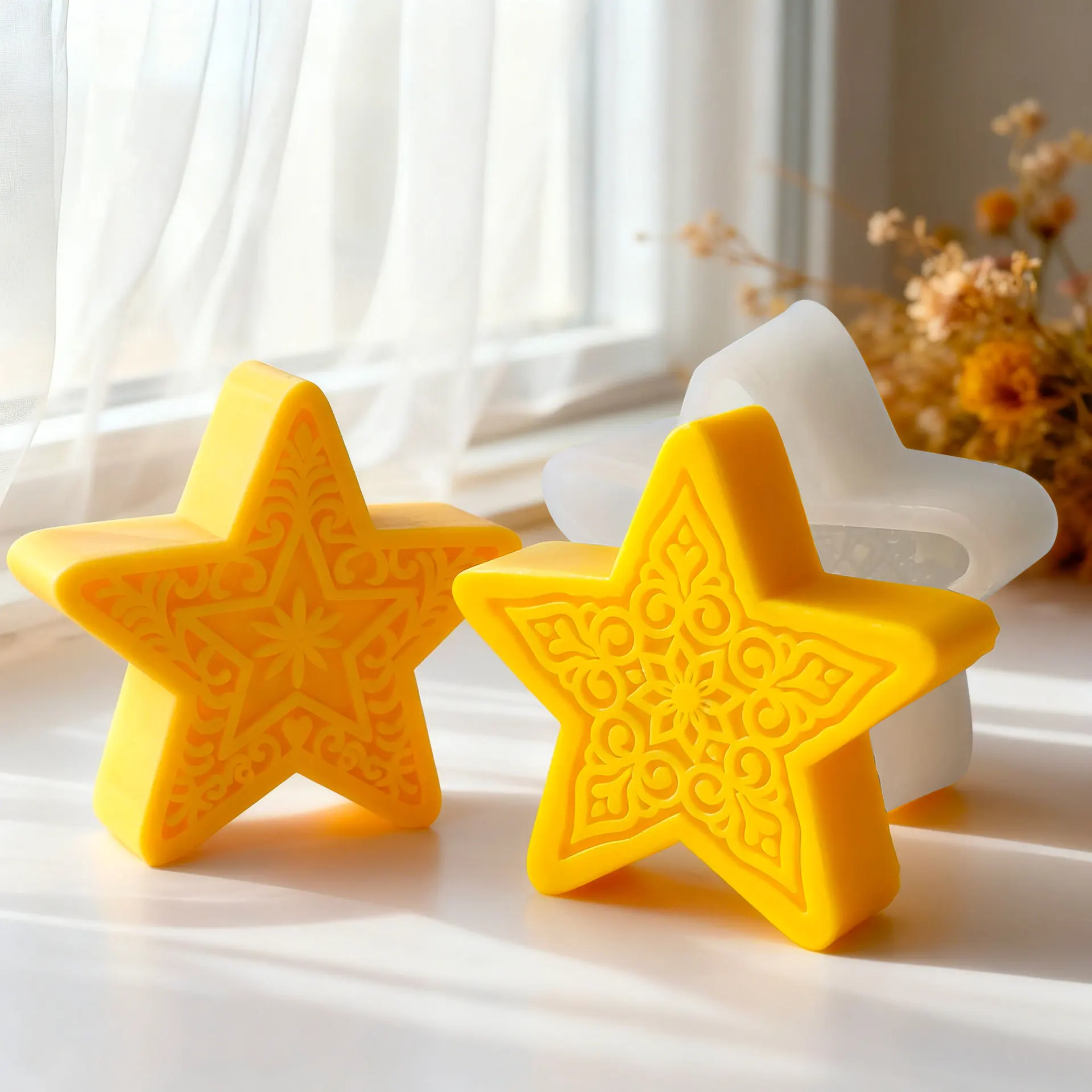 DIY Ramadan Candle Relief Star Series Silicone Mold Handmade Aroma Plaster Resin Ornaments Molds Candle Making Supplies