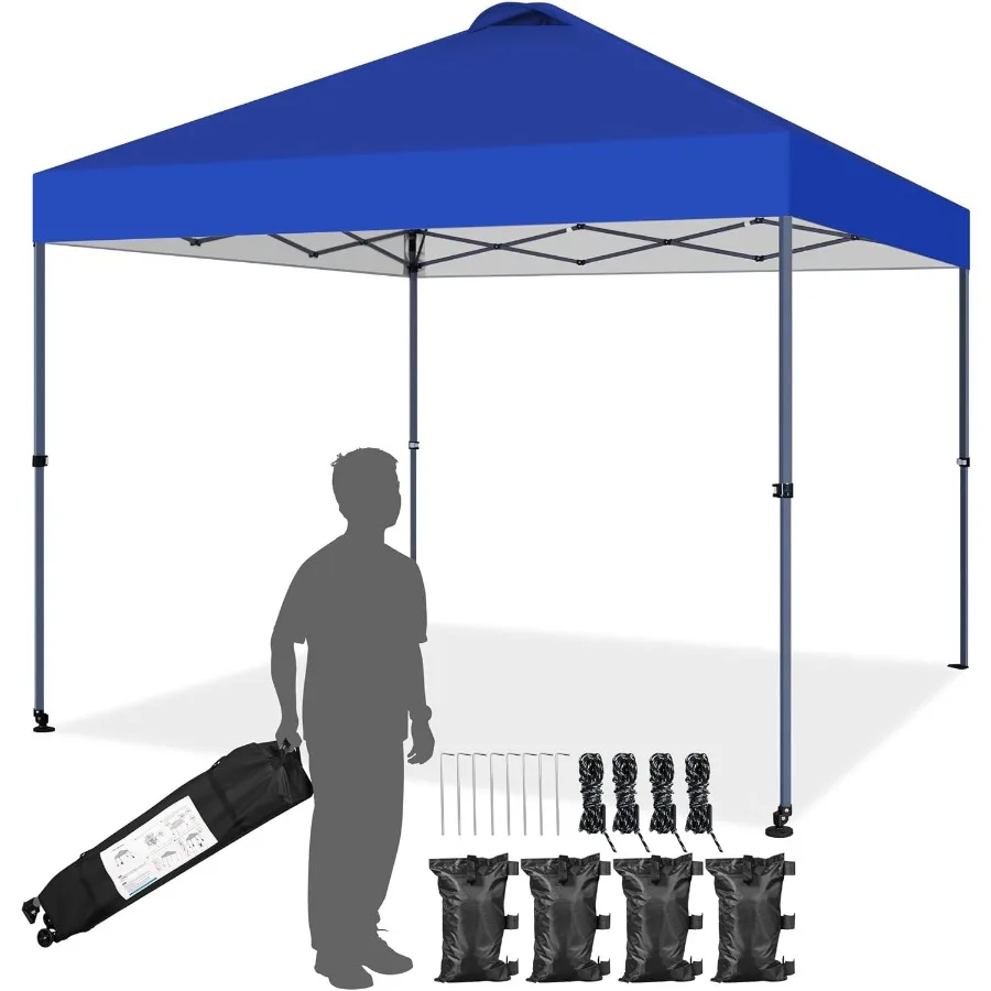10x10 Pop-up Canopy Tent w/ 2 Integrated Wheels for Mobility, Waterpoof Heavy Duty, Instant Sun Shelter with Carry Bag, Weight