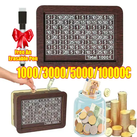 Handmade Natural Wooden Piggy Bank Decorative Disposable Saveing Money Box with Money Goals Counter Piggy Bank for Kids Adults