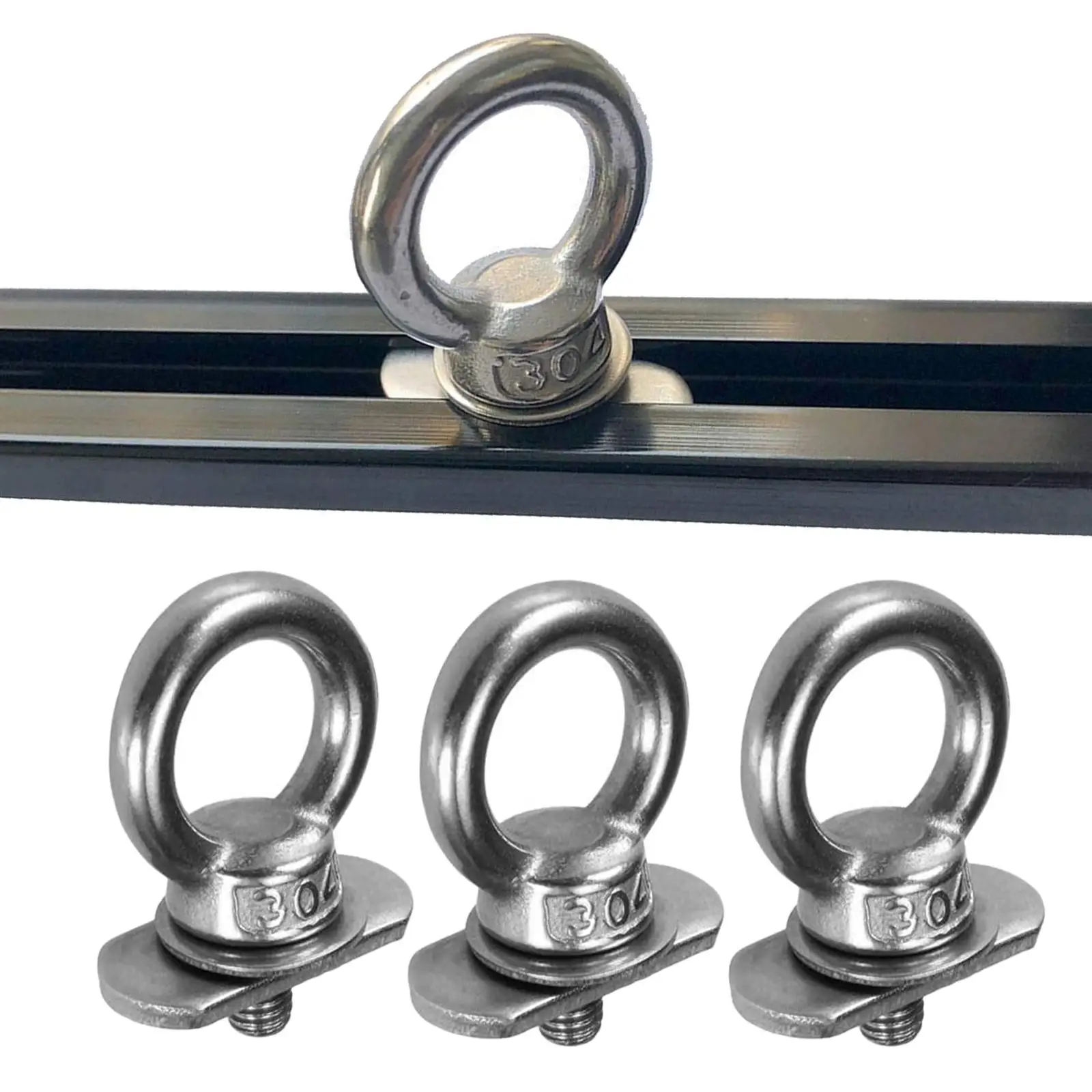 3 of pack Kayak Track Mount Eyelet Adapter for Rope Leash Holder