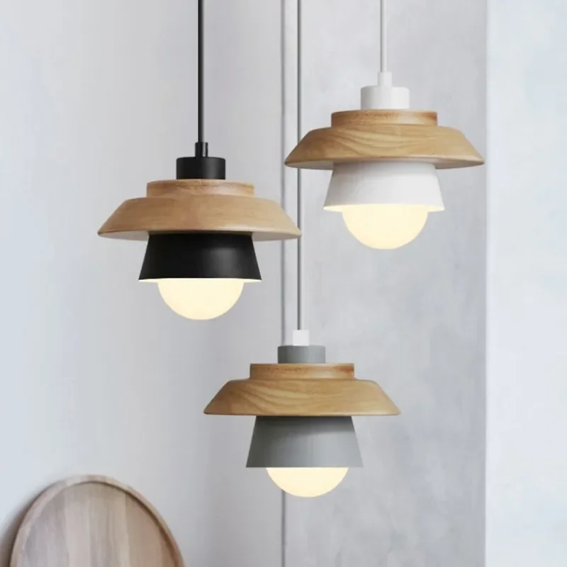 Imagem -03 - Colorido Macaron Pendant Lights para Sala de Estar Suspensão Luminária Nordic Wood Teto Lâmpada Lustres Art Decor Hanglamp para Sala de Estar