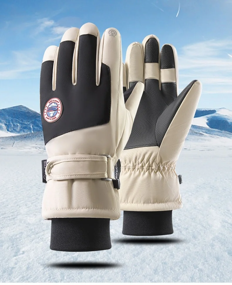 Ski Handschuhe Frauen Winter Outdoor Sport Radfahren Anti-spritzwasser Kalt Warm Touchscreen Elektrische Fahrzeug Baumwolle Handschuhe männer