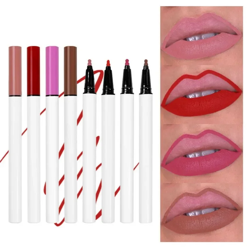 4Color Liquid Lipliner Private Label Matte Waterproof Durable Custom Logo Wholesale Long Lasting Vegan Colorful Lip Liner Makeup