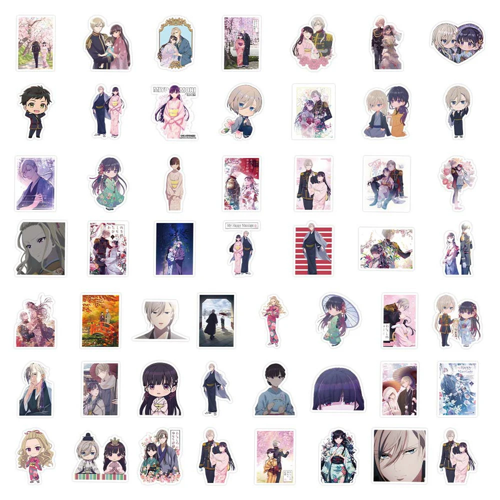 10/30/52pcs Cute Cartoon My Happy Marriage Stickers Waterproof DIY Water Bottle Notebook Phone Kawaii Anime Girl Decals Toy Gift