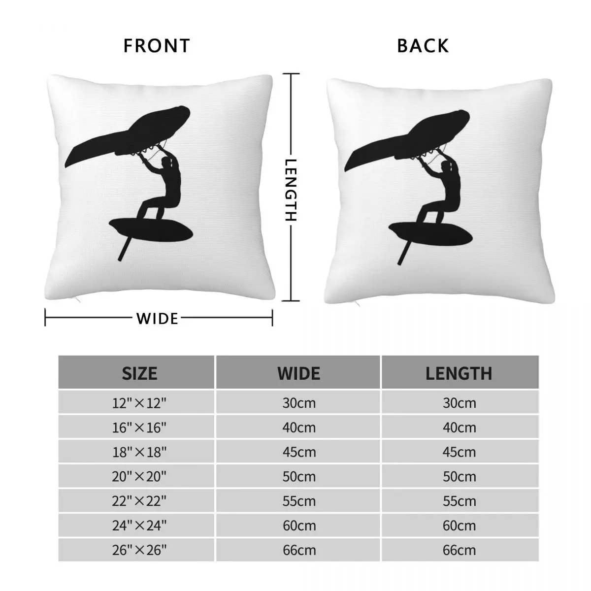 Wingfoil Wing Foil Square Pillowcase Polyester Linen Velvet Pattern Zip Decorative Car Cushion Cover
