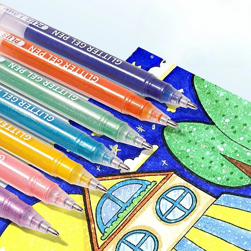 Creativity Glitter Pen Hand Account Painting Pen Stackable Color Ballpoint Pen for Hand-drawn Graffiti Learning Annotation Note