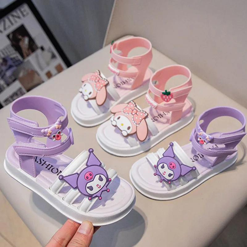 Sanrio Kuromi My Melody Kids Sandal Kawaii Anime Anti Slip Waterproof Cartoon Rome Super Light Girl Children Sandal Toys Gifts