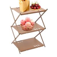 Foldable Shelf 3-Tier Barbecue Rack Portable Organizer For Kitchen Living Room Study Greenhouse Camping Hiking Picnic