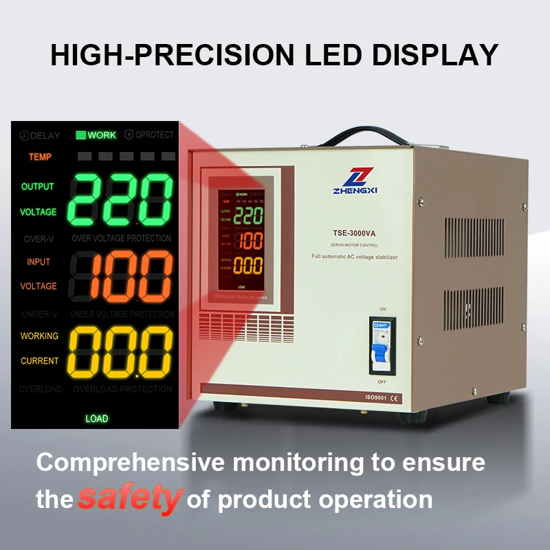 Eenfase Automatische Spanningsregelaar Stabilisator SVC 3KVA 5KVA 10KVA Servomotor Type Vol vermogen 220V AC Spanningsbeveiliging