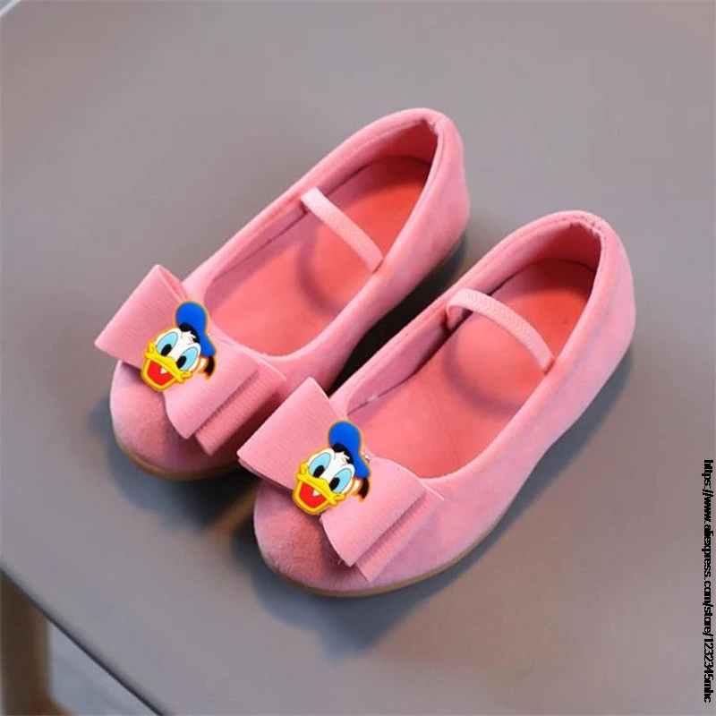 Sandales Disney Spirng pour enfants, Minnie Bow, Chaussures de princesse pour filles, Chaussures plates à la mode, Chaussures de performance de
