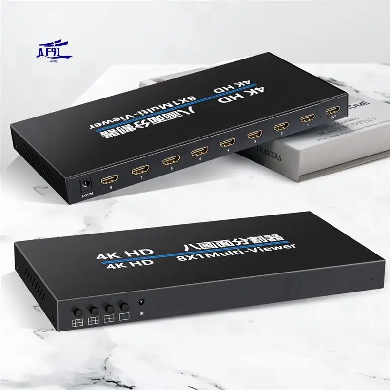 

AF91-4K -Compatible 8X1 Quad Multi-Viewer Screen Divider Seamless Switching Multi-Screen Display Video Splitter