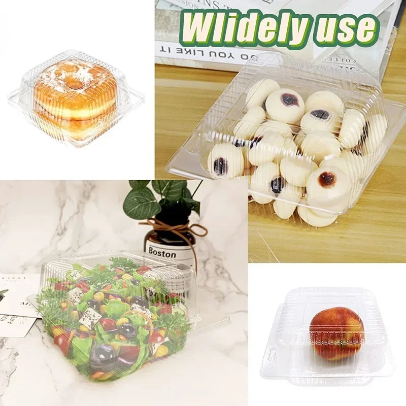 100pcs Transparent Food Packaging Box Disposable Plastic Boxes Fruit Cake Dessert Storage Container Take Out Box Party Favors