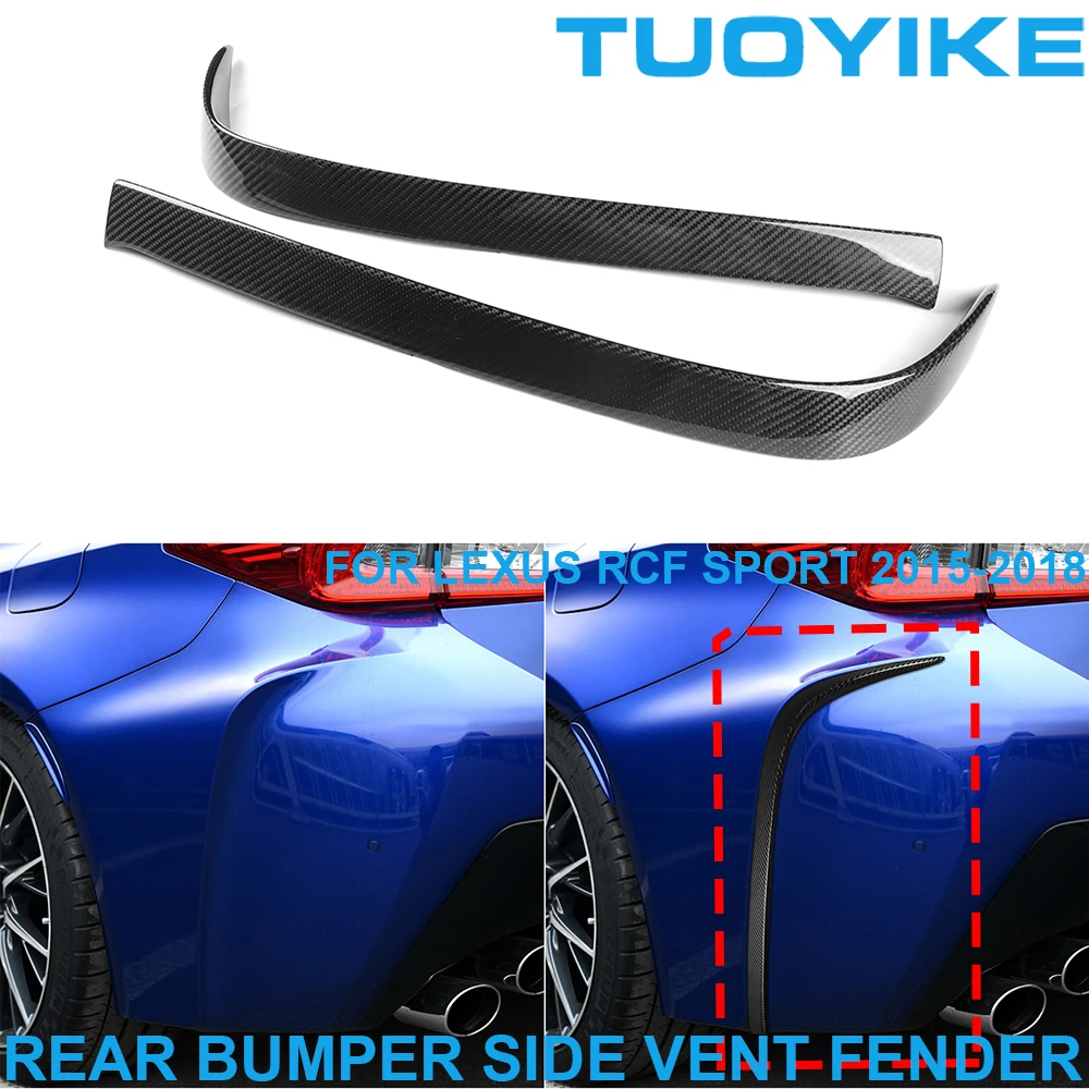 Car Real Carbon Fiber Rear Bumper Lip Side Vent Fender Air Splitter Trim Decoration Racing Body Kit For LEXUS RCF Sport 2015-18