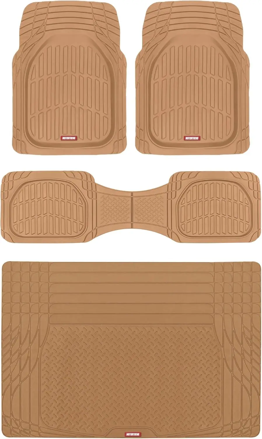 

Heavy Duty Rubber Car Floor Mats with Cargo Liner - All Weather Full Set Fits Most Cars, Trucks, SUVs