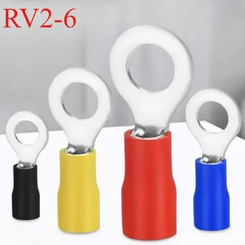 50PCS/100PCS RV2-6 Ring insulated terminal Cable Wire Connector Electrical Crimp Terminal