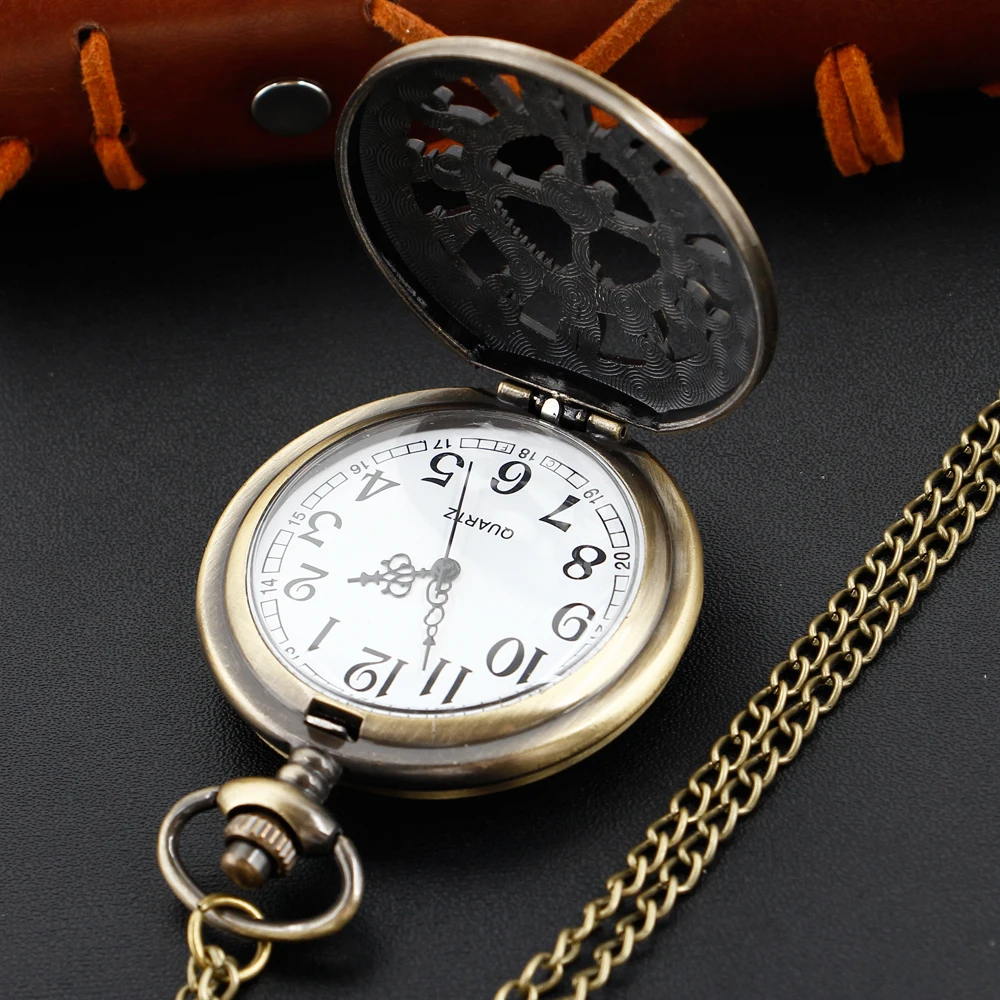 Retro Mini Exquisite Time Hollow Quartz Pocket Watch Necklace Clock Cross Digital Men's and Women's Best Gift Accessories