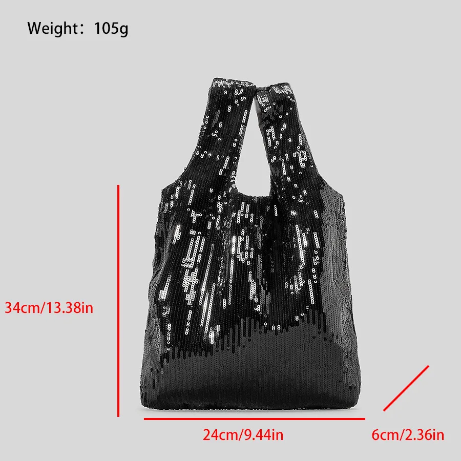 Moda paillettes borse da donna Shinny Tote Bags Luxury Bling Evening Party borse minimalista gilet Design borse a mano 2024