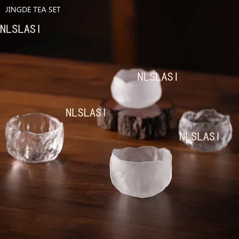 1Pc Japanese Glass Tea Cup Portable Personal Single Cup Tea Set Accessories Lotus Teacup Custom Household Drinkware
