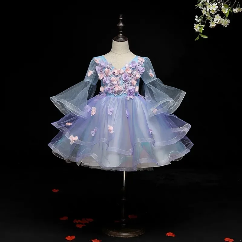 Flower Girls Princess Sequins Appliques Baby Girl Wedding Christmas Party  Dress Teenager Children Kids First Communion Vestidos