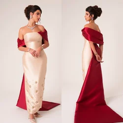 Elegant Satin Sequined Rhinestone Straight Off-the-shoulder Midi Dresses Evening Dresses Fashion Exquisite High Quality