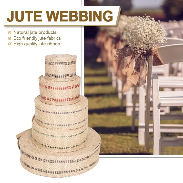 

Jute Webbing Red Stripe Braided Chair Repair Craft Projects Outdoor Camping Furniture Tape Durability Christmas Rope