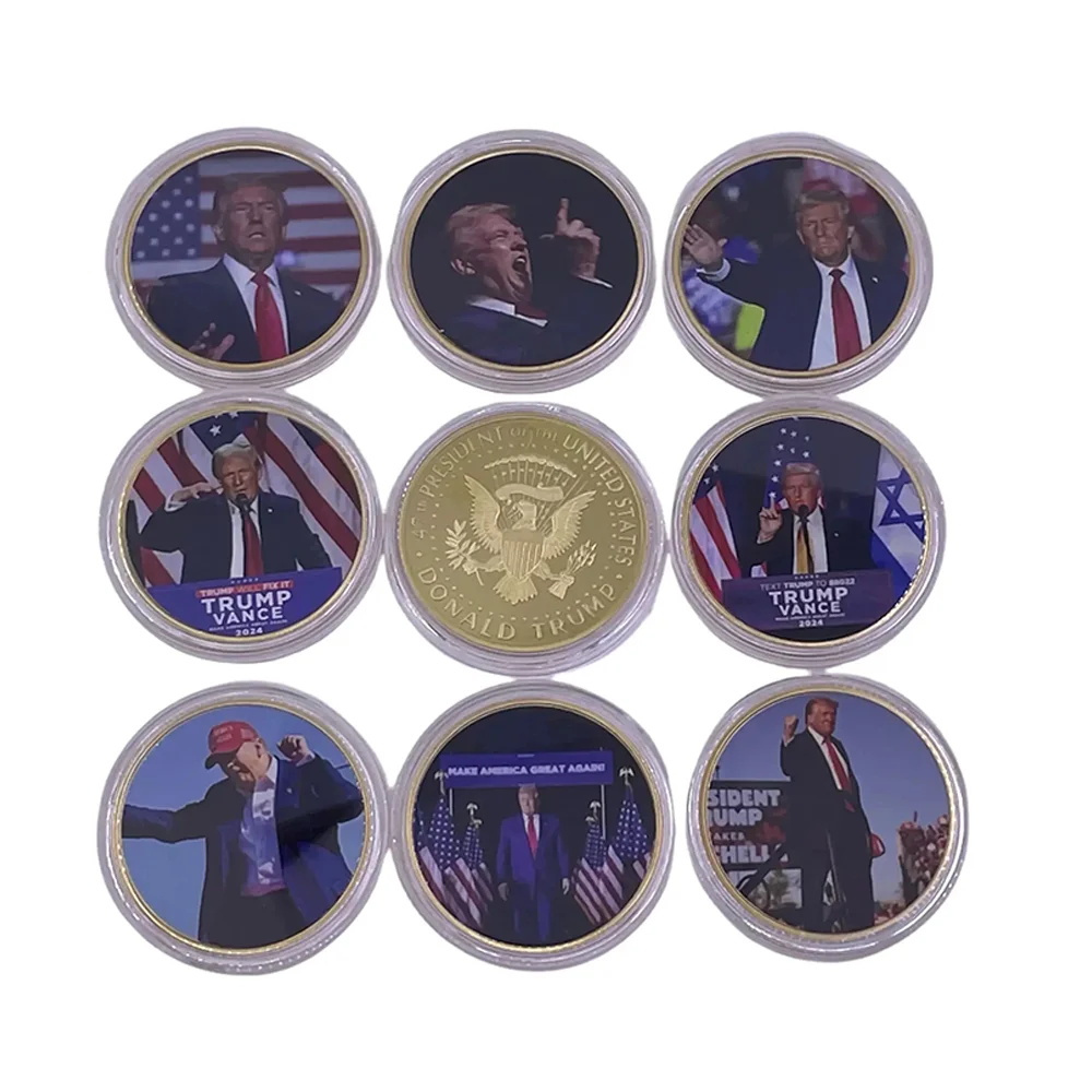 2024 US Elected Never Surrender Comeback Coin Gold Plated Donald Trump Metal Commemorative Coin Badge for fans gift