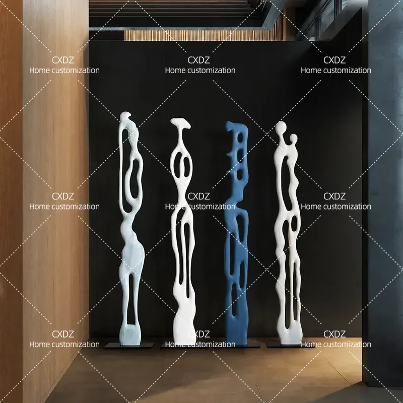Abstract Solid Wood Art Sculpture Floor Ornament for Hotel Lobby Sales Office Entrance Vertical Height Wood Carving