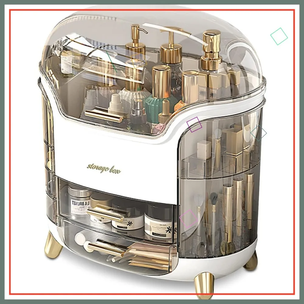 

Light Luxury Makeup Case, Dustproof Cosmetic Organizer for Skincare & Jewelry, Lipstick Box - White