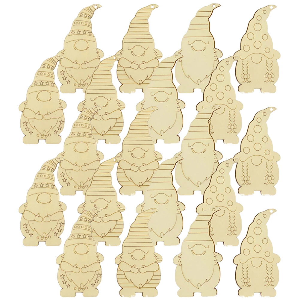 

20 Pieces DIY Christmas Ornaments Wooden Crafts Gnome Shape Slices Unfinished Decorations Tree Party Wall Hanging Pendents