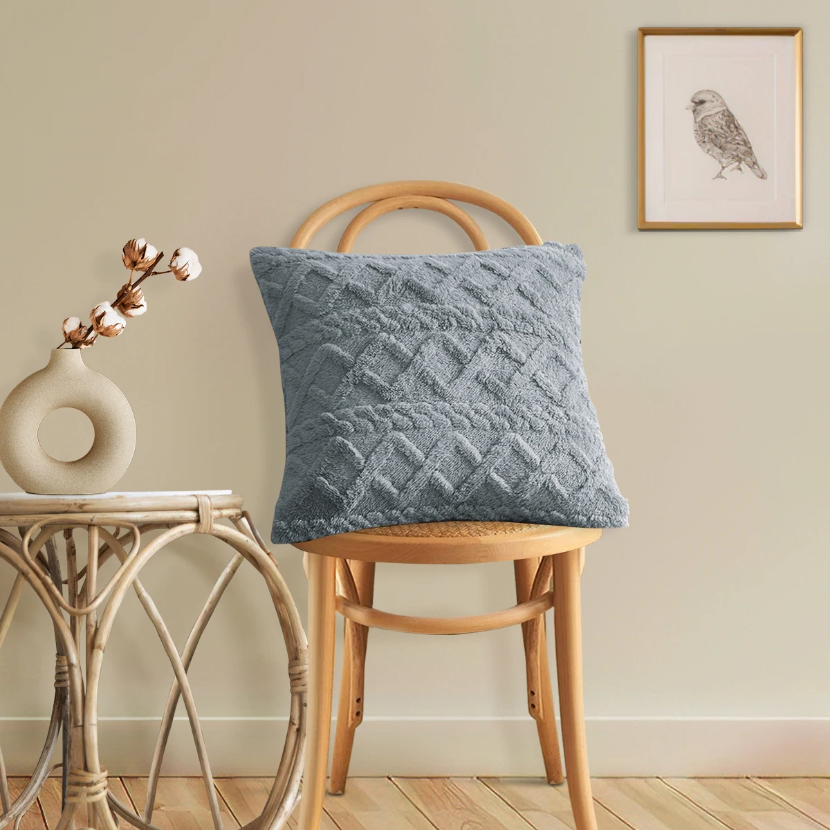 1pc double-sided jacquard plush solid color elastic pillowcase, sofa office lumbar support cover, without pillow core
