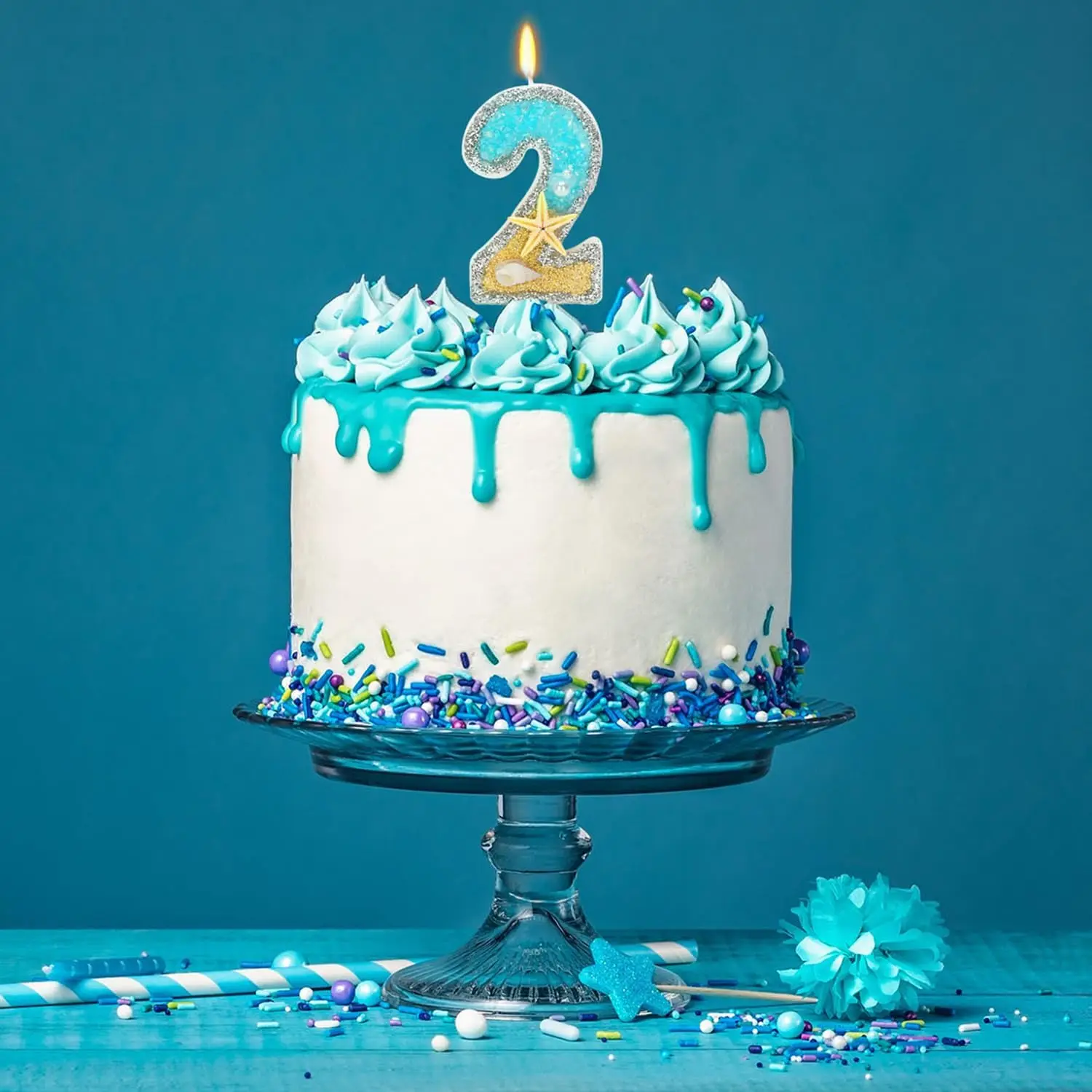 Geburtstags kerze für Kuchen, Strand Seestern Pailletten Nummer Kuchen Kerzen, alles Gute zum Geburtstag Kerze, Kuchen Topper
