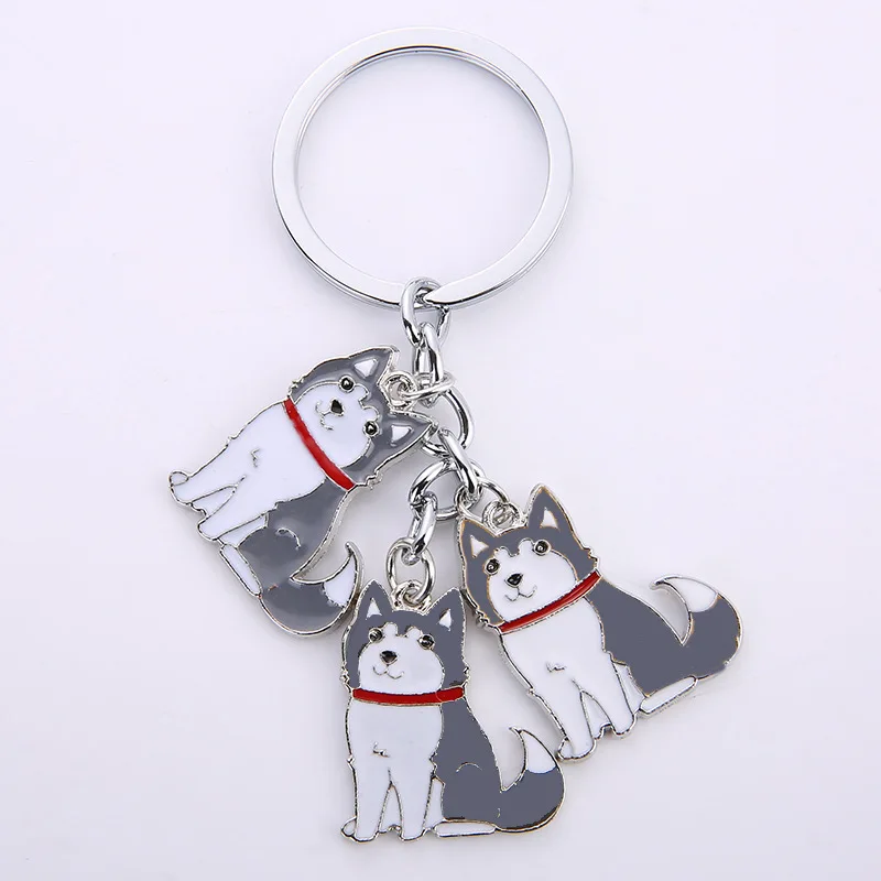 Siberian Husky Keychain Car Key Chains Pet Dog Pendant Bag Charm 24Pcs/Lot Mix Wholesale