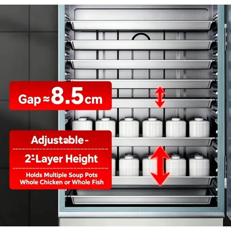 Heavy Duty Commercial Gas FiredSteamer Cabinet 4 Trays Stainless Steel Restaurant Kitchen Efficient Cooking Temperature
