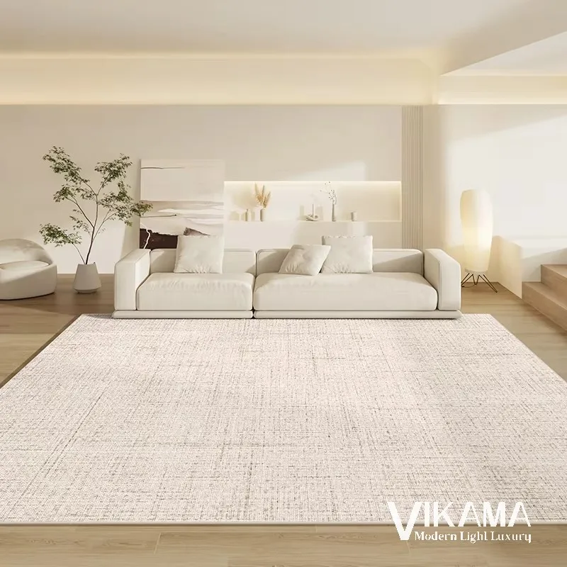 VIKAMA Solid Solor Light Luxury Carpet Living Room Minimalist Cream Style Texture Comfortable Bedroom Bedside Washable Floor Mat