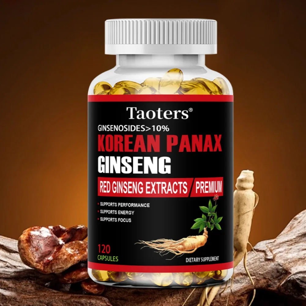 Korean Red Panax Ginseng - Energy Supplement for Performance, Focus & Vitality, High Potency Ginseng Root Extract, 120 Capsules