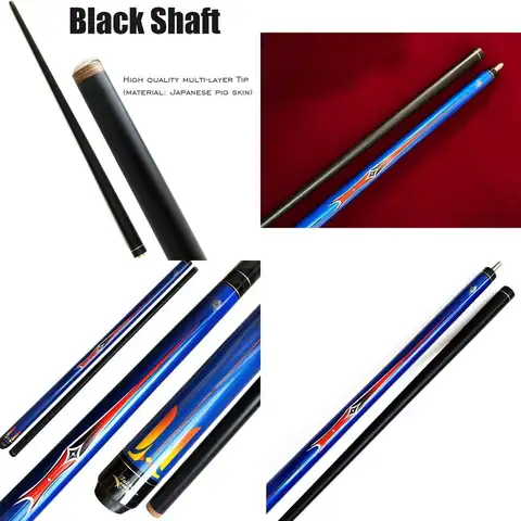Two-Piece Junior Pool Cue Stick, 1m Tip, 48 Length, Hardwood Maple, 18-19 Oz, Blue or Black Options