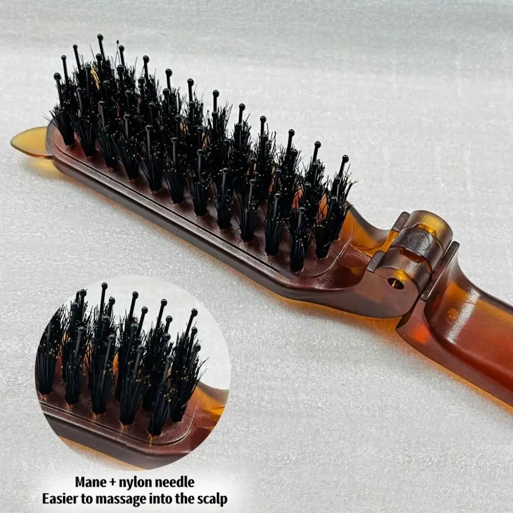 Fashion Foldable Sideburns Fluffy Comb Anti Static Straight Curly Dual Purpose Massage Comb Hairdressing Tool