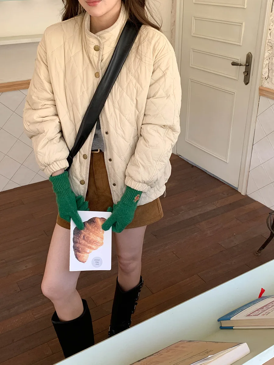 

Women's Winter Casual Double-Sided Diamond Grid Quilted Cotton Coat New Style