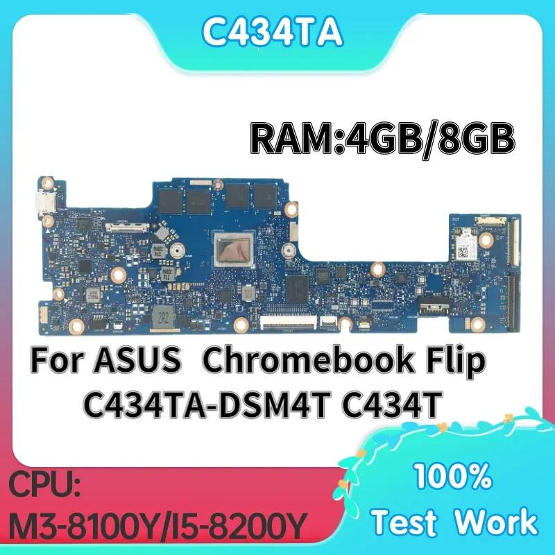 Материнская плата C434TA для ASUS Chromebook Flip C434TA-DSM4T C434T, материнская плата Laotop M3-8100Y I5-8200Y 64G/128G SSD 4G/8G RAM