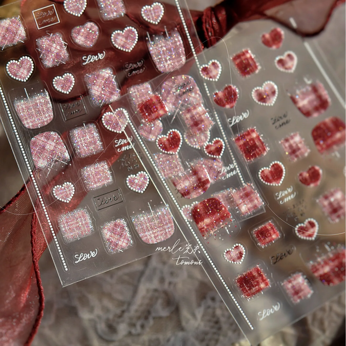 1 Stück 5D Glitzer-Nagelaufkleber, schillernde, süße, mit Pailletten besetzte, dekorative Nagelkunst-Accessoires, selbstklebender Maniküre-Aufkleber