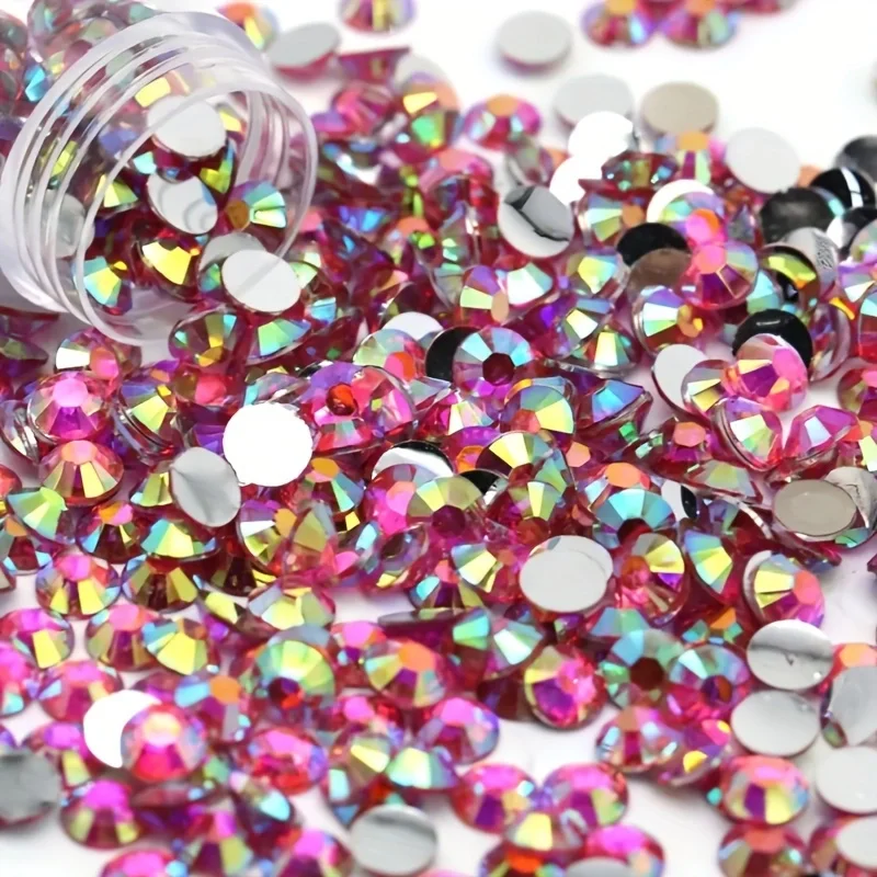 Resin Rhinestones Lt.Pink AB/Dark.Rose AB Silver Bottom 2-6mm Non Hotfix Flatback Rhinestone For Nail Art Garment Decoration DIY