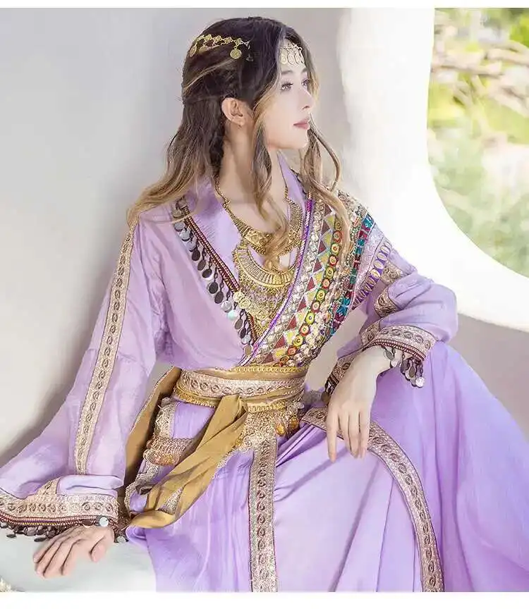 {특별 제공} Huangyue 국가 스타일 Hanfu Daiqi 실크 서부 지역 실제 야채 Xianqi 중공업 자수 Loulan